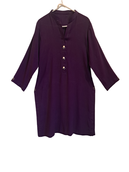 Purple Pret Hand-made Shirt with Linen Fabric