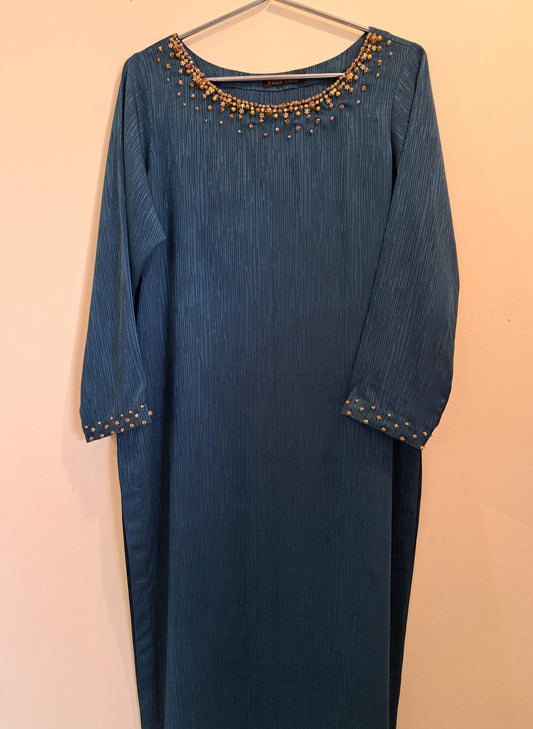 Self Georgette Kurta With Signature Beads Work