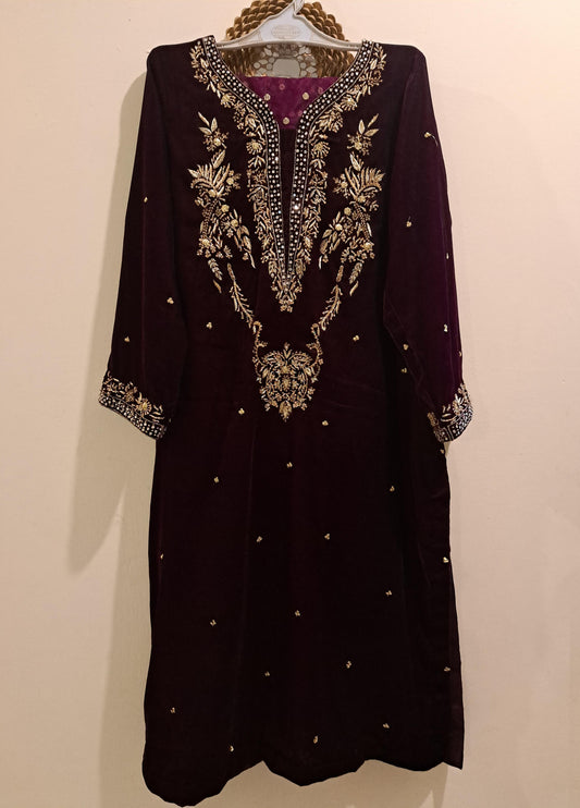 Velvet Dress With Organza Dupatta