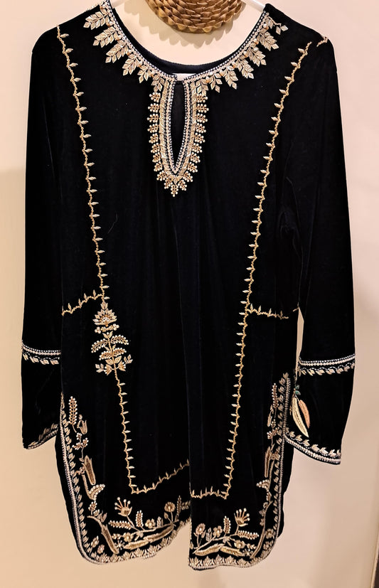 Zardozi Work Velvet Kurta On Pre-order 30-days Making