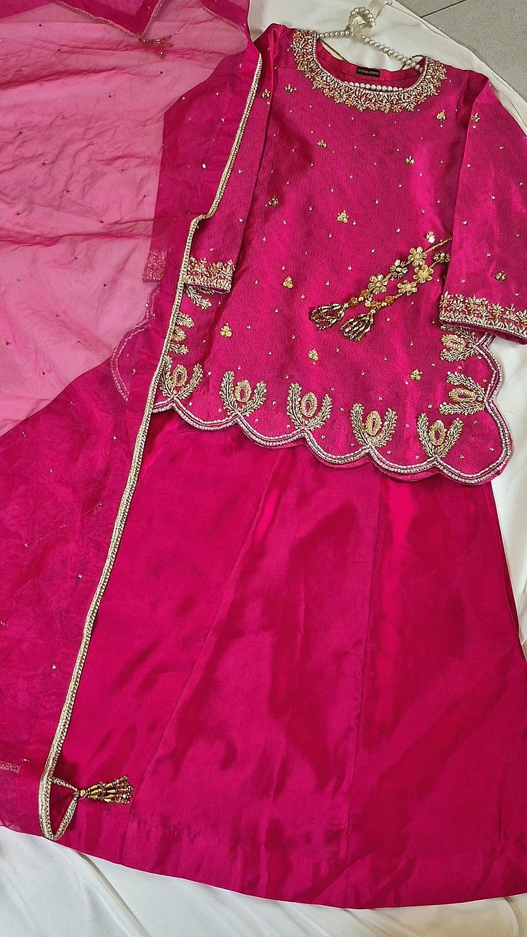 Gulabo Pure Shesha Silk Zardozi Kalidar Set with Organza Dupatta